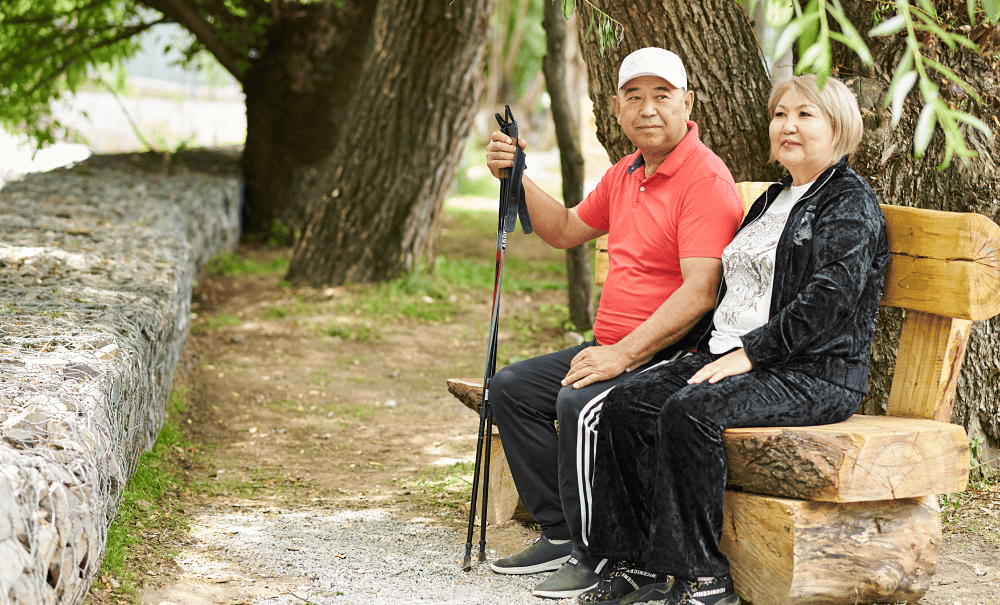 Older couple doing physical activity